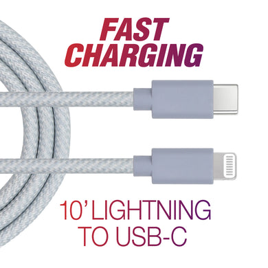 10' Lightning to USB-C Fast Cable | Blue