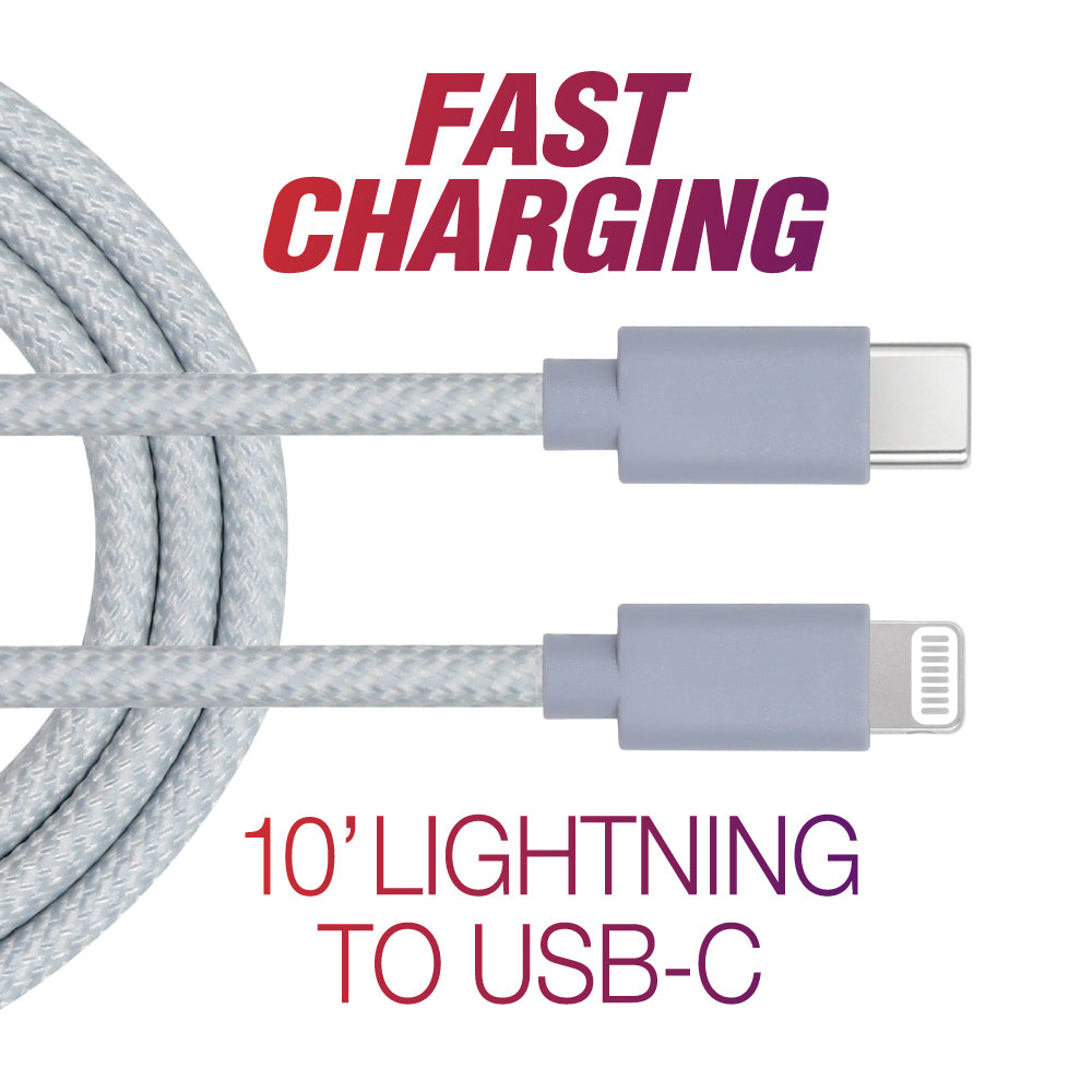 10' Lightning to USB-C Fast Cable | Blue