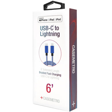 6' Braided Lightning to USB-C Fast Cable | Blue