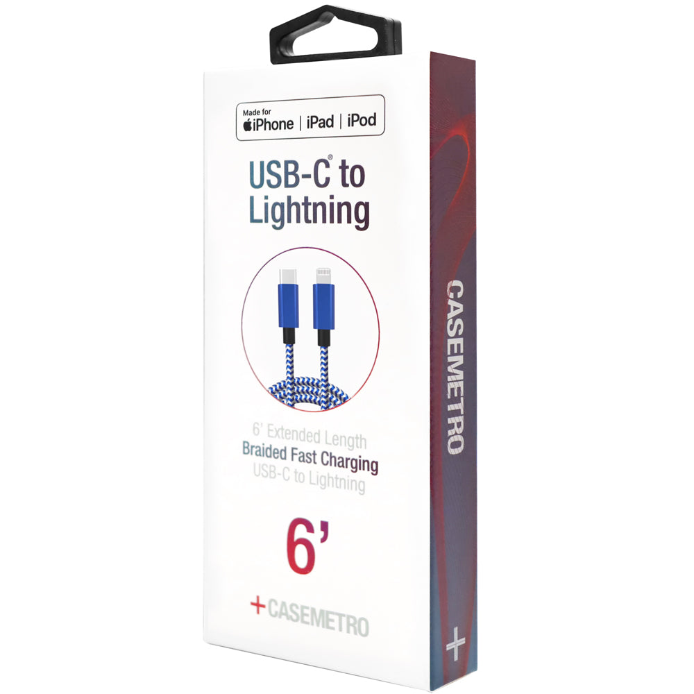 6' Braided Lightning to USB-C Fast Cable | Blue