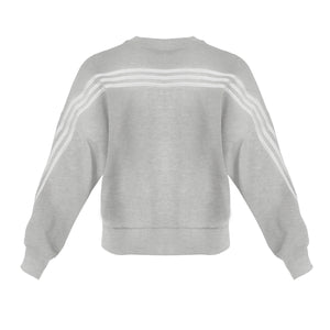 Ladies Three Stripe Crew | Heather Grey