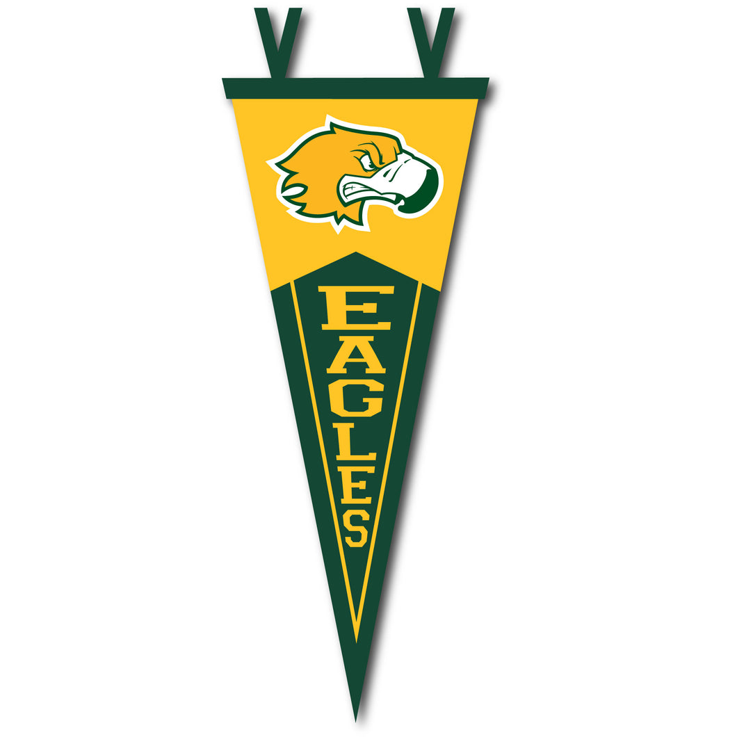 7 X 18 Two-Piece Flock Plus Eagles Pennant | Dark Green and Gold