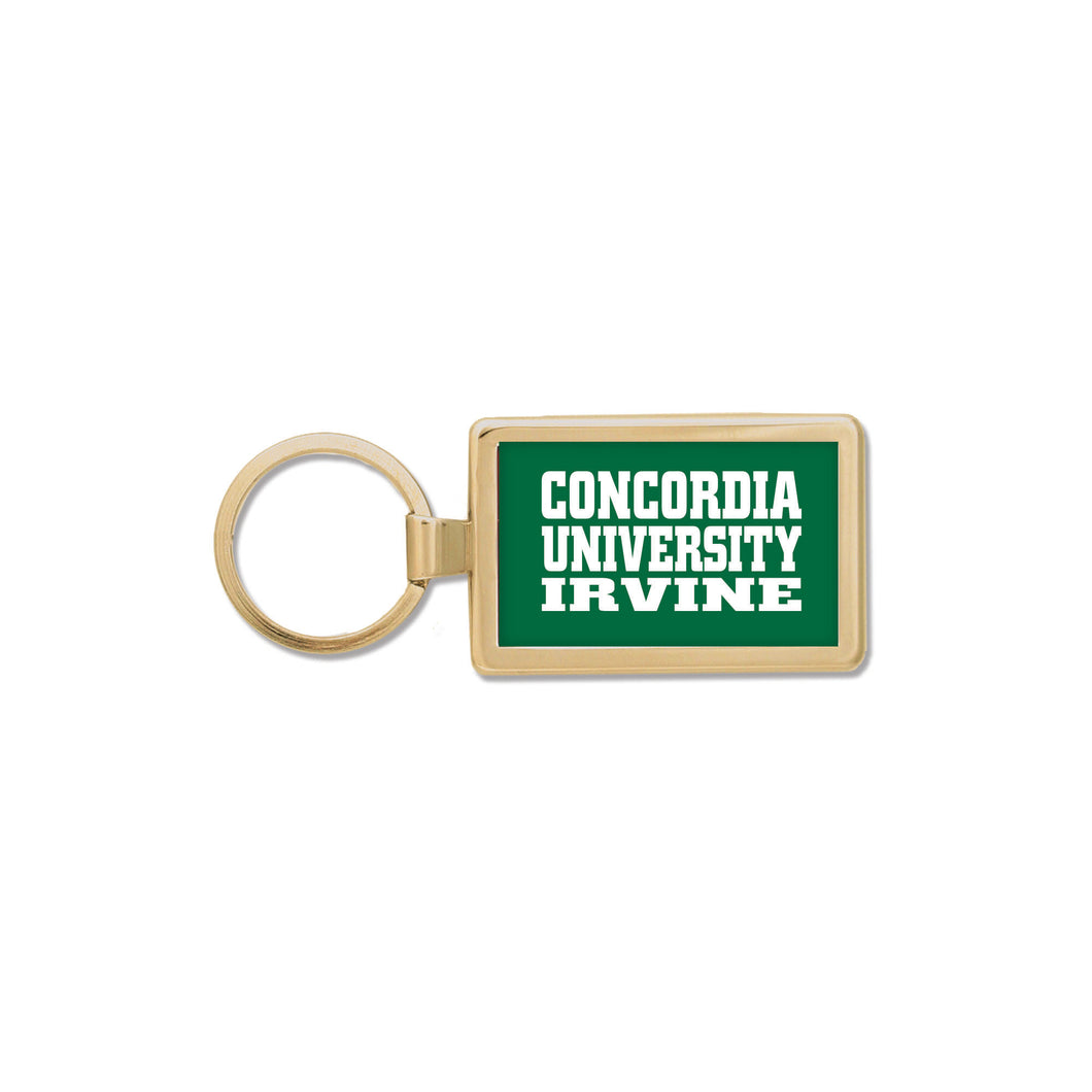 Gold Maverick Rectangular Key Tag | Green